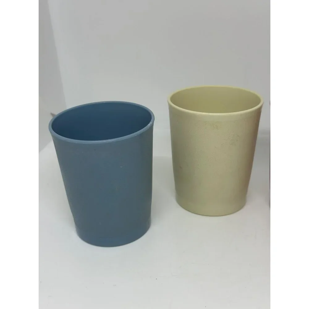 VTG Tupperware Pastel Tumblers Set of 4 MCM Stackable Plastic Cups USA Drinkware